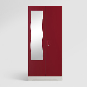 godrej interio slimline 2 door with locker metal almirah finish color - body royal ivory door textured carmine red knock down