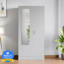 Interio by Godrej Slimline 2 Door with Locker and Drawer and Mirror Metal Almirah