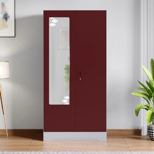 interio by godrej slimline 2 door with 2 shelves with star design mirror metal almirah