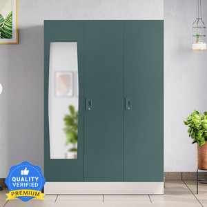 interio by godrej slimline 3 door with locker and mirror metal almirah