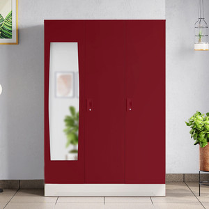 interio by godrej slimline 3 door with locker and mirror metal almirah
