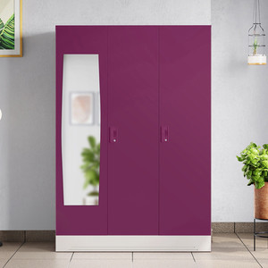 interio by godrej slimline 3 door with locker and mirror metal almirah