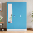 Interio by Godrej Slimline 3 Door with Locker and Mirror Metal Almirah (Finish Color - Milky Blue, Knock Down)