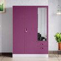 Interio by Godrej Slimline Blend Metal 3 Door Almirah (Finish Color - Textured Purple, Mirror Included, Knock Down)