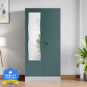 Interio by Godrej Slimline 2 Door with Locker and Curvilinear Mirror Metal Almirah