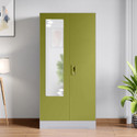 Godrej Interio Slimline 2 Door with 2 shelves with Star Design Mirror Metal Almirah (Finish Color - Green, Knock Down)