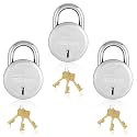 Godrej Locks I Freedom 7 Levers 63 Mm I 3 Keys I Padlock For Main Door I Gate Lock Tool Box,Shutters,Shops & Offices I Strong Hardended Corression Resistant Shackle I Silver Finish (Pack Of 3) - Metal