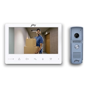 godrej security solutions seethru nex white video door phone  7-inch tft lcd with touch button  support 2 way talk amp ir led for night vision  motion detection  hands-free calling