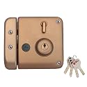 Godrej Ultra XL+ Tribolt 2C Deadbolt Rim Lock for Main Door, Suitable for Left &amp; Right Handed Doors, Inside Opening Wooden Doors Rim Lock with 4 Keys (Mate Rose Gold, Pack of 1)