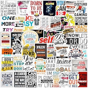 goelite motivational inspiration quotes stickers for laptop journal water bottle waterproof re-usable residue free vinyl sticker pack of 50