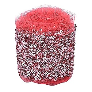 goelx fashion sequence net laces for dressessareeslehengasuitscapsbagsdecorationsborderscrafts glossy pink combo pack of 425 m