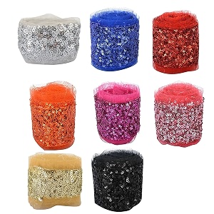 goelx fashion sequence net laces for dressessareeslehengasuitscapsbagsdecorationsborderscrafts - all 8 colour multicolor