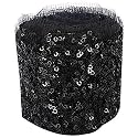 GOELX Fashion Sequence Net Laces for Dresses/Sarees/Lehenga/Suits/Caps/Bags/Decorations/Borders/Crafts (Black, Combo Pack of 4.25 m)