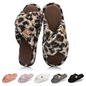 GOEWY Fuzzy Open Toe Slippers for Women Cozy Memory Foam House Shoes Indoor
