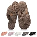 GOEWY Fuzzy Open Toe Slippers for Women Cozy Memory Foam House Shoes Indoor