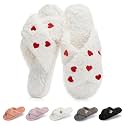 GOEWY Fuzzy Open Toe Slippers for Women Cozy Memory Foam House Shoes Indoor