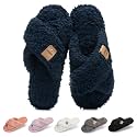 GOEWY Fuzzy Open Toe Slippers for Women Cozy Memory Foam House Shoes Indoor