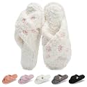 GOEWY Fuzzy Open Toe Slippers for Women Cozy Memory Foam House Shoes Indoor