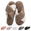GOEWY Fuzzy Open Toe Slippers for Women Cozy Memory Foam House Shoes Indoor