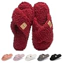 GOEWY Fuzzy Open Toe Slippers for Women Cozy Memory Foam House Shoes Indoor