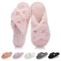 GOEWY Fuzzy Open Toe Slippers for Women Cozy Memory Foam House Shoes Indoor
