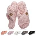 GOEWY Fuzzy Open Toe Slippers for Women Cozy Memory Foam House Shoes Indoor
