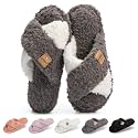 GOEWY Fuzzy Open Toe Slippers for Women Cozy Memory Foam House Shoes Indoor
