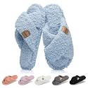 GOEWY Fuzzy Open Toe Slippers for Women Cozy Memory Foam House Shoes Indoor