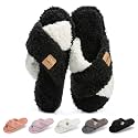 GOEWY Fuzzy Open Toe Slippers for Women Cozy Memory Foam House Shoes Indoor