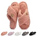 GOEWY Fuzzy Open Toe Slippers for Women Cozy Memory Foam House Shoes Indoor