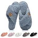 GOEWY Fuzzy Open Toe Slippers for Women Cozy Memory Foam House Shoes Indoor