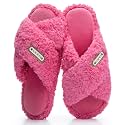 GOEWY Fuzzy Open Toe Slippers for Women Cozy Memory Foam House Shoes Indoor