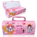 Gogo Pink Password Lock Pencil Box with Large Capacity Multi-Layer Multi-Function Storage Box Secret Compartment &amp; Mirror Pencil Case Best Gifts for Kids (NEW GOGO Pink Pencil Box)