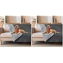 gogobunny 3X Stronger Waterproof Pet Blanket, Scratch Proof Furniture Protector for Dogs Cats, Reversible Cover 52x82 Inch, Dark Grey/Light Grey (Pack of 2)