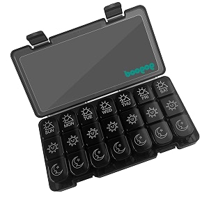 weekly medicine box pill organizer - 7 days 3 times daily tablet organiser case for travel and home 1 set black