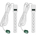 GoGreen Power Inc. (G-16106MS-2) 6 Outlet Surge Protector, 6FT Cord, White, 2 Pack