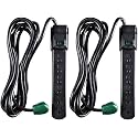 GoGreen Power Inc. (G-16106MSBK-2) 6 Outlet Surge Protector, 6FT Cord, Black, 2 Pack