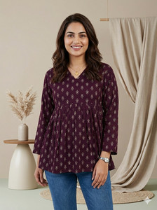 GOKUL TRENDZ Casual Printed Women Purple Top