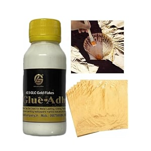 gold 8x8cm gold leaf foil sheets for crafts resin home decor gilding framing nail art craft supplies combo pack gold leaf  50 ml glue 100 gold leaf sheets 50 ml gliding glue