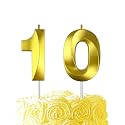 Gold Birthday Number 10 Candles for Wedding Party Cake Decorations
