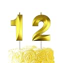Gold Birthday Number 12 Candles for Wedding Party Cake Decorations