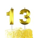 Gold Birthday Number 13 Candles for Wedding Party Cake Decorations