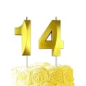 Gold Birthday Number 14 Candles for Wedding Party Cake Decorations