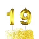 Gold Birthday Number 19 Candles for Wedding Party Cake Decorations
