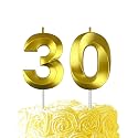 Gold Birthday Number 30 Candles for Wedding Party Cake Decorations