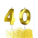 Gold Birthday Number 40 Candles for Wedding Party Cake Decorations