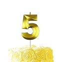 Gold Birthday Number 5 Candles for Wedding Party Cake Decorations