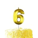 Gold Birthday Number 6 Candles for Wedding Party Cake Decorations