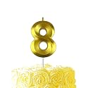 Gold Birthday Number 8 Candles for Wedding Party Cake Decorations