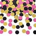 MOWO Gold Black and Hot Pink Confetti Table Decoration, 1.2'', 200pc
